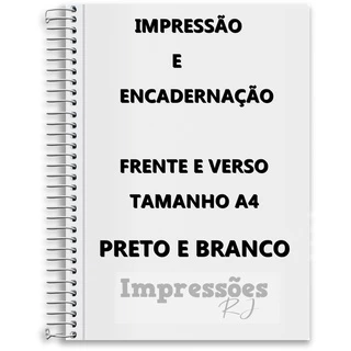 impressão e encadernação de apostilas até 250 páginas preto frente e verso com 1 encadernações