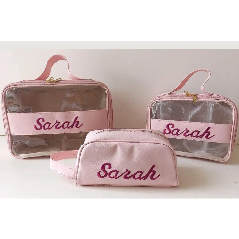 Kit 3 Necessaire Personalizada Estojos Maletas Lancheira Maleta Maquiagem