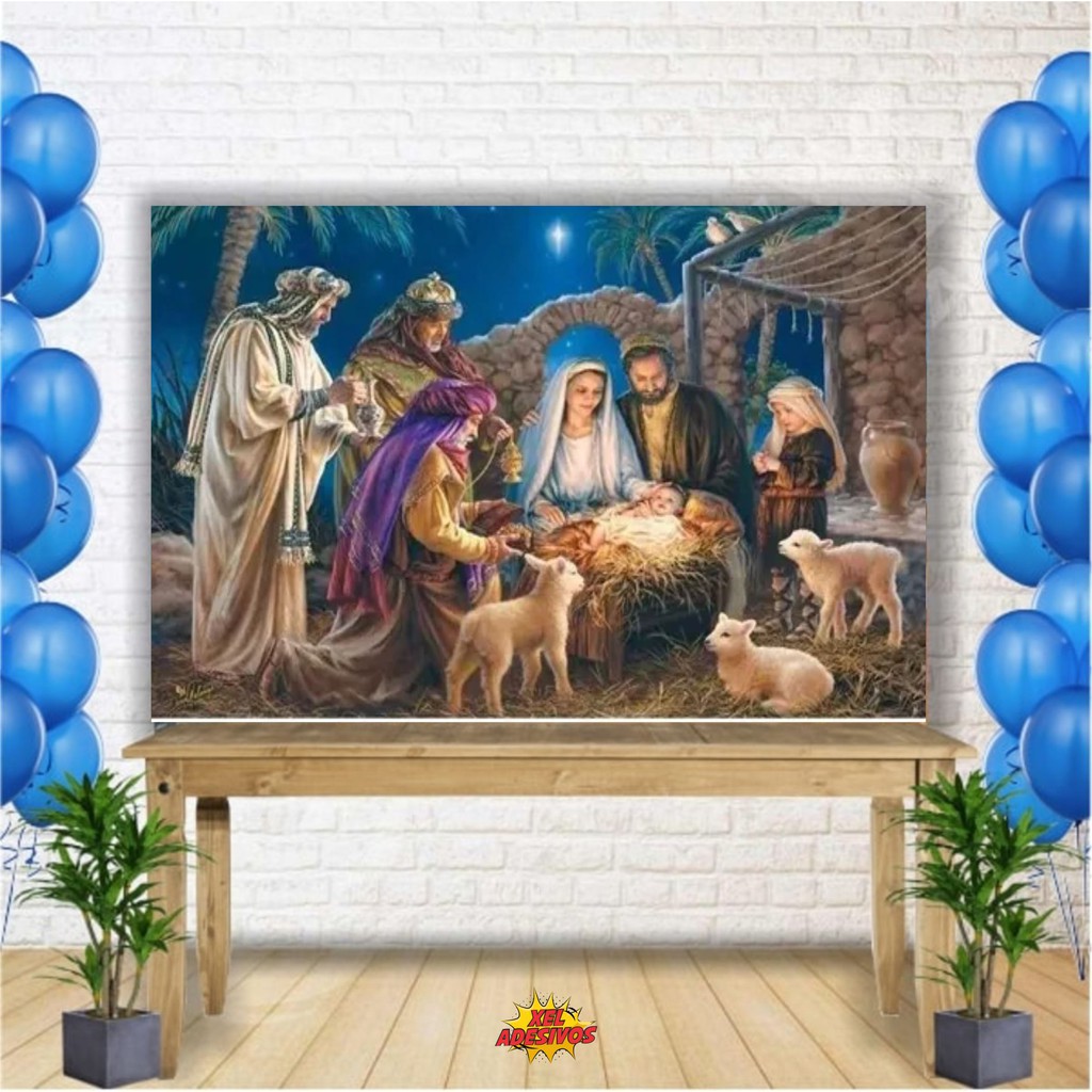Painel Lona Presépio Sagrada Família Celebração Católica Tema Natalino Para Decoração Sua Festa
