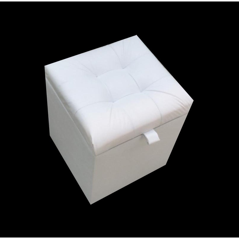 Puff Baú Em Corino 40x40 Cm - Branco