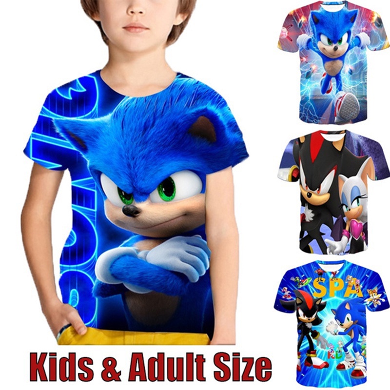 Crianças 3d dos desenhos animados jogo do sonic de impressão de t-shirts  traje meninos t-shirt de verão meninas t-shirt de roupas de crianças tee  tops roupas comprar - Topos & Tees /