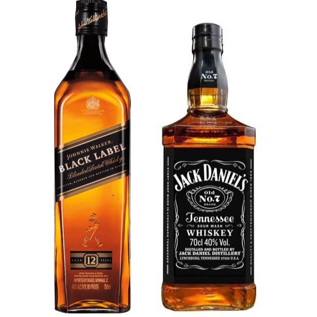 Kit Whisky Jack Daniel's Old N.7 e Johnnie Walker Black Label 1L cada