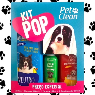 Kit Shampoo, Perfume e Condicionador Pet Clean para Cães