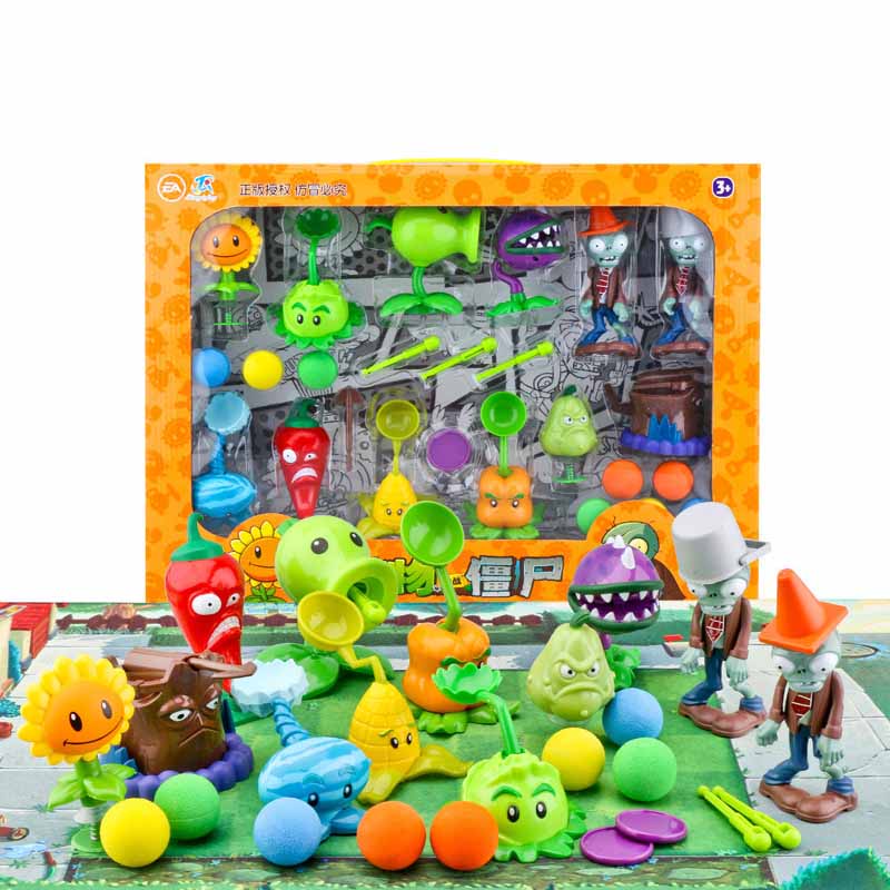 Novas Plantas vs . Zombies Battle Game Plastic Catapult Toy Gifts for Children and Boys Conjunto De 12 Peças De Caixa Plástica Dura Para