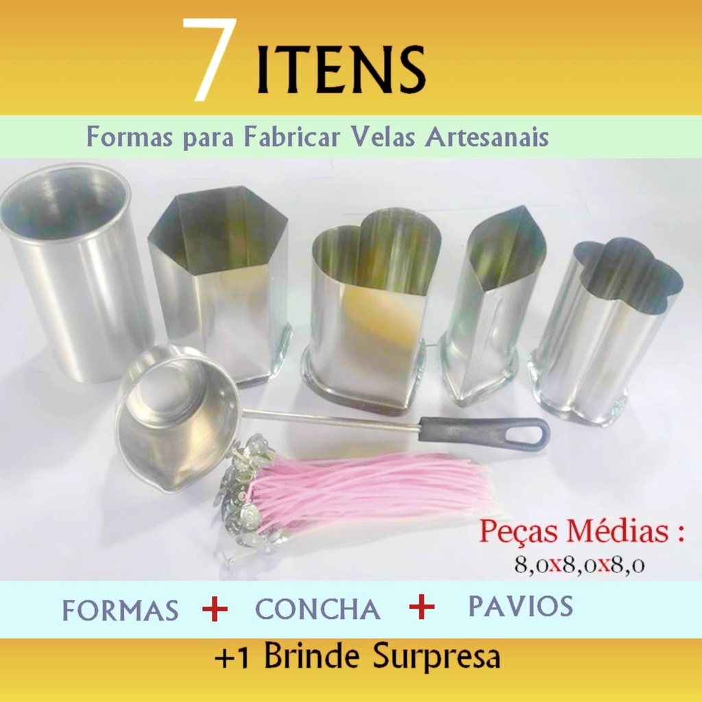 7 ITens para Fabricar Velas Artesanais ( Pavio + Concha +Molde)