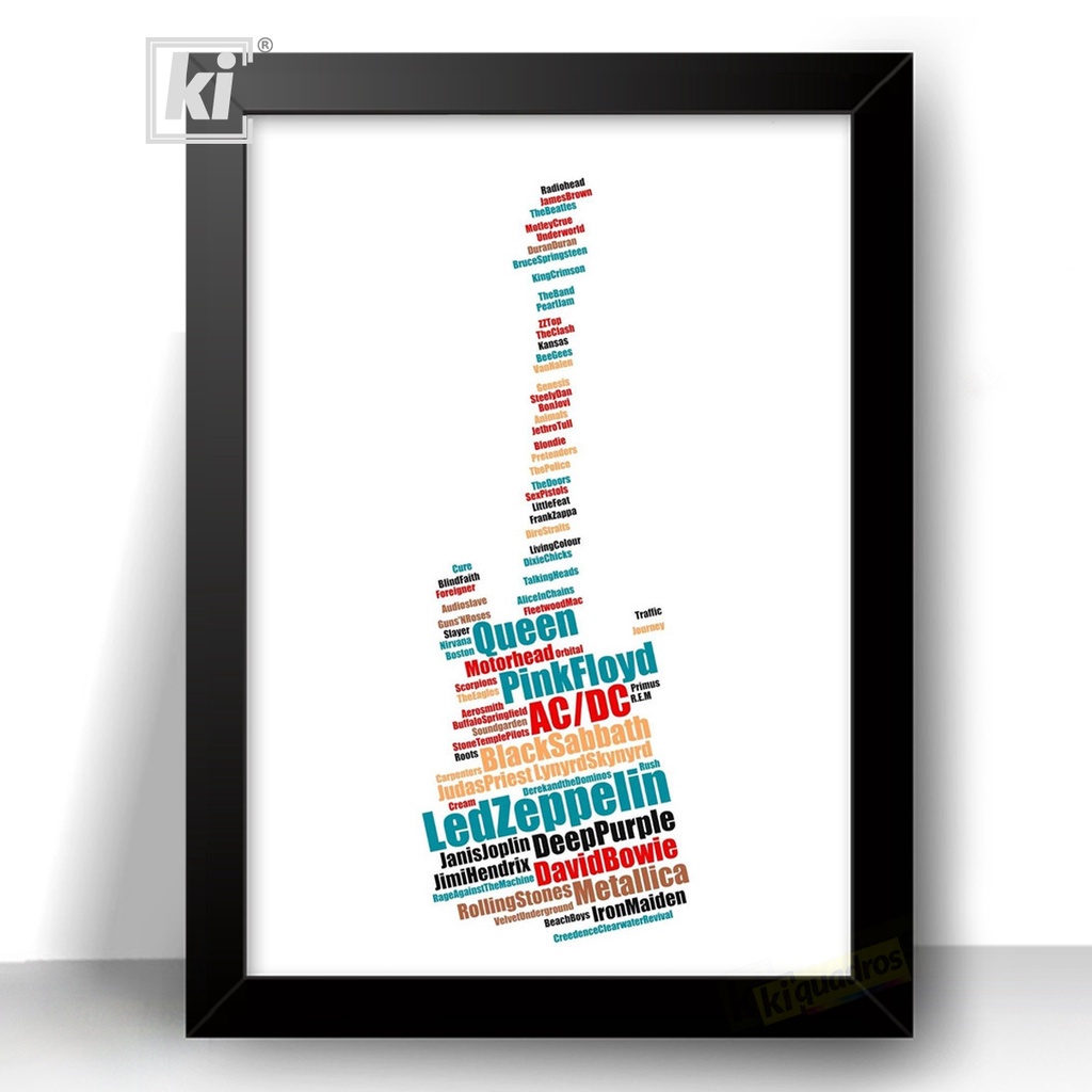Quadro Bandas De Rock Guitarra Decorativo moldura 44cm | Shopee Brasil