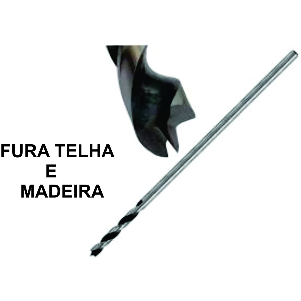 Broca Mourão Fibrocimento Para Madeira 1/4 6MM X 250mm