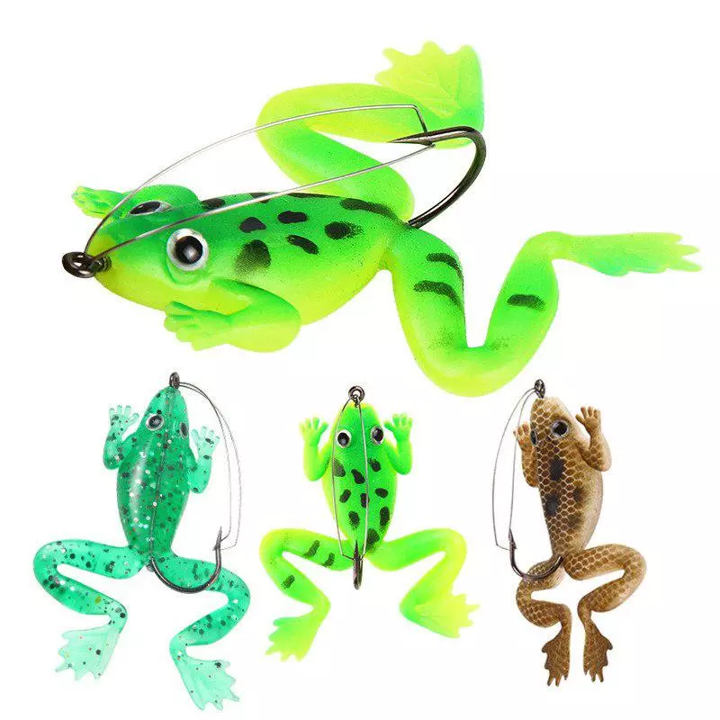 Conjunto De Iscas De Pesca De Borracha De Sapo Macio , 4 Tamanhos , 6cm , 5.2g , Marítima , Peixe De Plástico Com Gancho