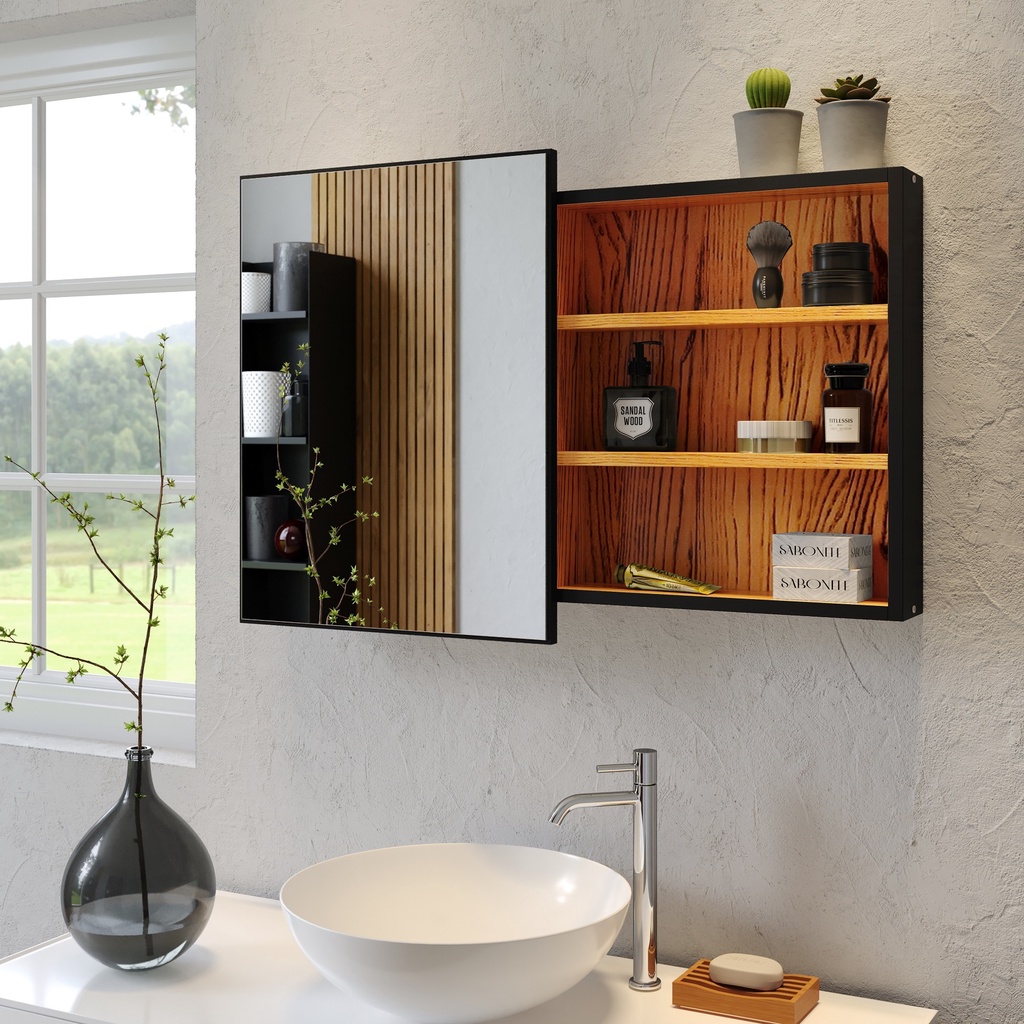 Espelheira astral armário para banheiro em mdf com espelho | Shopee Brasil