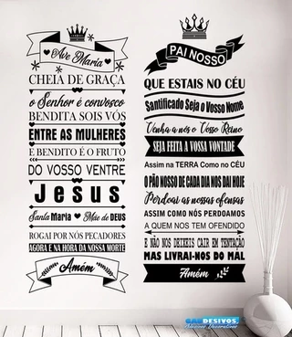 Adesivo Decorativo De parede Oração Pai Nosso E Ave Maria Combo