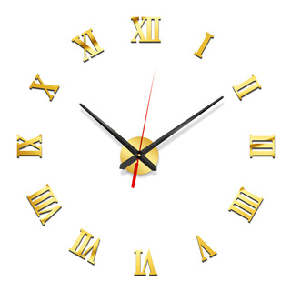 Relógio de Parede 3D Algarismos Romanos - Dourado Tamanhos diversos
