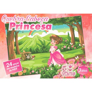 Quebra-Cabeça Progressivo - Princesas - 20 Peças - MDF