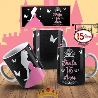 Kit 9 Canecas Xicaras Personalizadas meus 15 anos Porcelana Frase Motivacionais