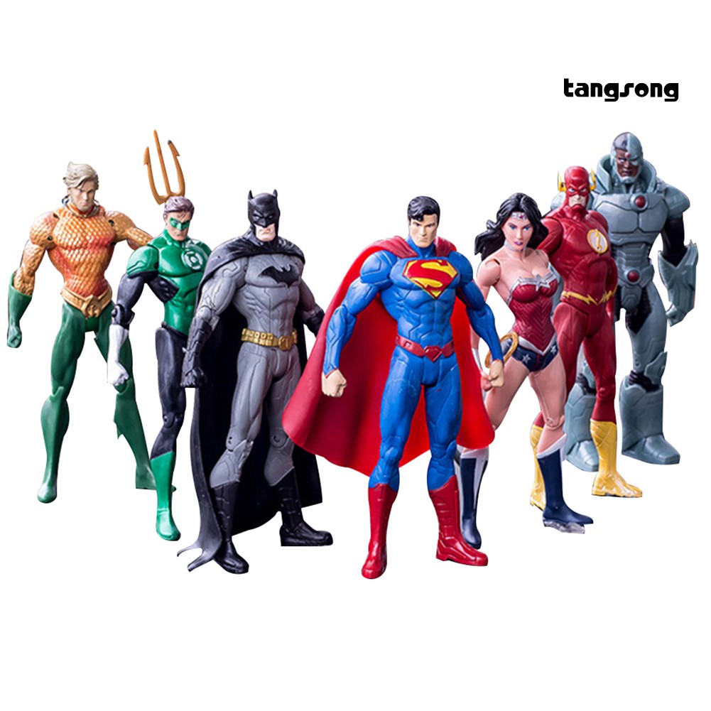 Ts_7 Peças / Conjunto Boneco Dc Da Liga Da Justiça / Batman / Action Figure / Mini Estátua Colecionável