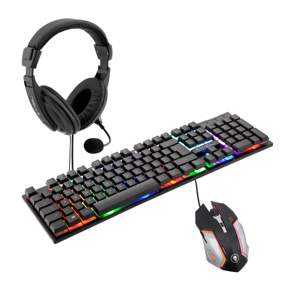 Kit Gamer Teclado Mouse e Fone de Ouvido Headset 543 Bright | Shopee Brasil