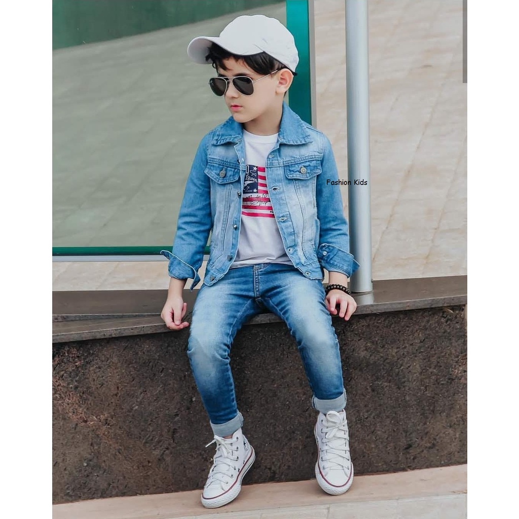 Roupa Infantil Jaqueta E Calça Jeans com Elastano Infantil Bebê