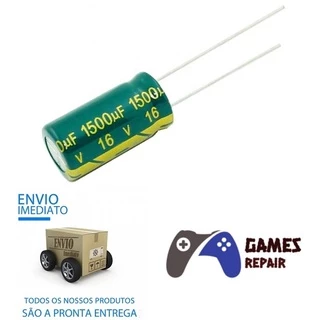 Duas unidades de capacitor eletrolítico na medida 1500uf x 16v