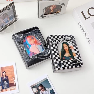 Capa De Álbum De Fotos De 3 Polegadas Mini Porta-Cartões Preto Para Coleção