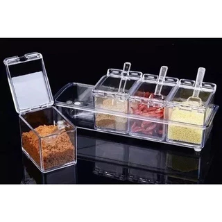 Porta Condimentos E Temperos Acrílico Lindo Crystal 4 Potes em Oferta na Shopee