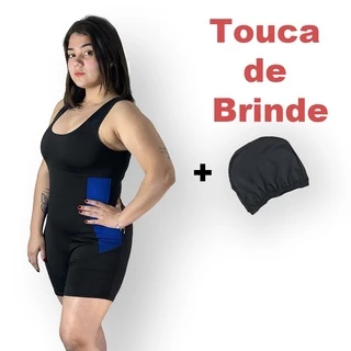 Maio Macaquinho Hidroginástica Natação Grátis 1 Touca