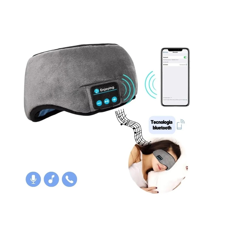 Máscara tapa olho de dormir com fone de ouvido Bluetooth Embutido USB -  Sleepphones – Pratica Vida