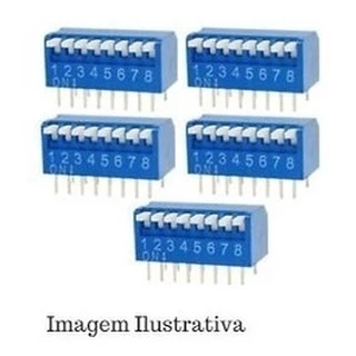 Kit 40 Peças - Chave Dip Switch 4 Vias Tipo Piano Azul