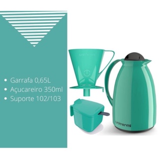 Kit Café Prático Garrafa Térmica 650ml com Suporte para Filtro e