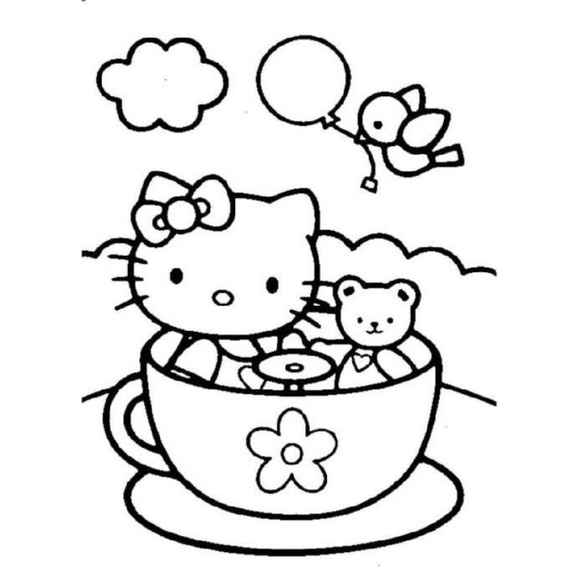 Desenho de Pintar Hello Kitty para Crianças