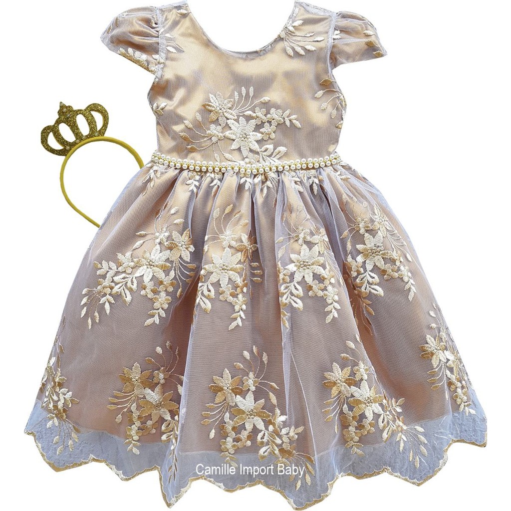 Vestido dourado best sale de princesa