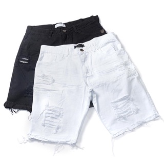 Kit 2 Shorts Bermudas Jeans Masculina Rasgada Destroyed Marav