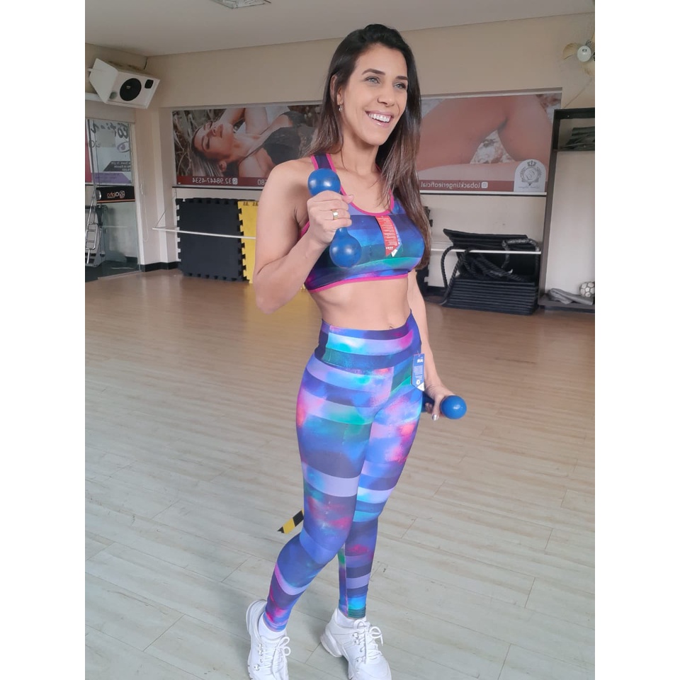 Conjunto Fitness Feminino Calça Legging e Top Roupa Academia Pode