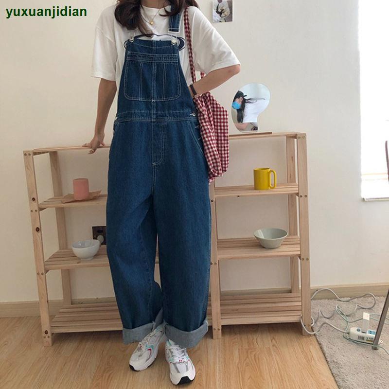 Fried Rua Outono Roupas De Inverno Estilo Japonês Retro Linha Aberta Macacão Jeans Mulheres Perna Larga Solto Slimmer Olhar Na Moda