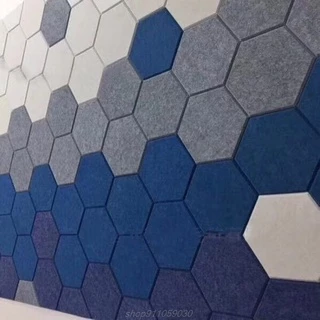 Painel De Absorção Acústica Hexágono Placa De Fibra De Poliéster Feltro Isolamento Sonoro Bordas Biseladas