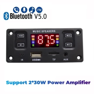 amplificador mp3 decodificador placa bluetooth 5.0 Dc 12v 2*30w leitor de música usb módulo fm aux rádio gravação chamada handsfree