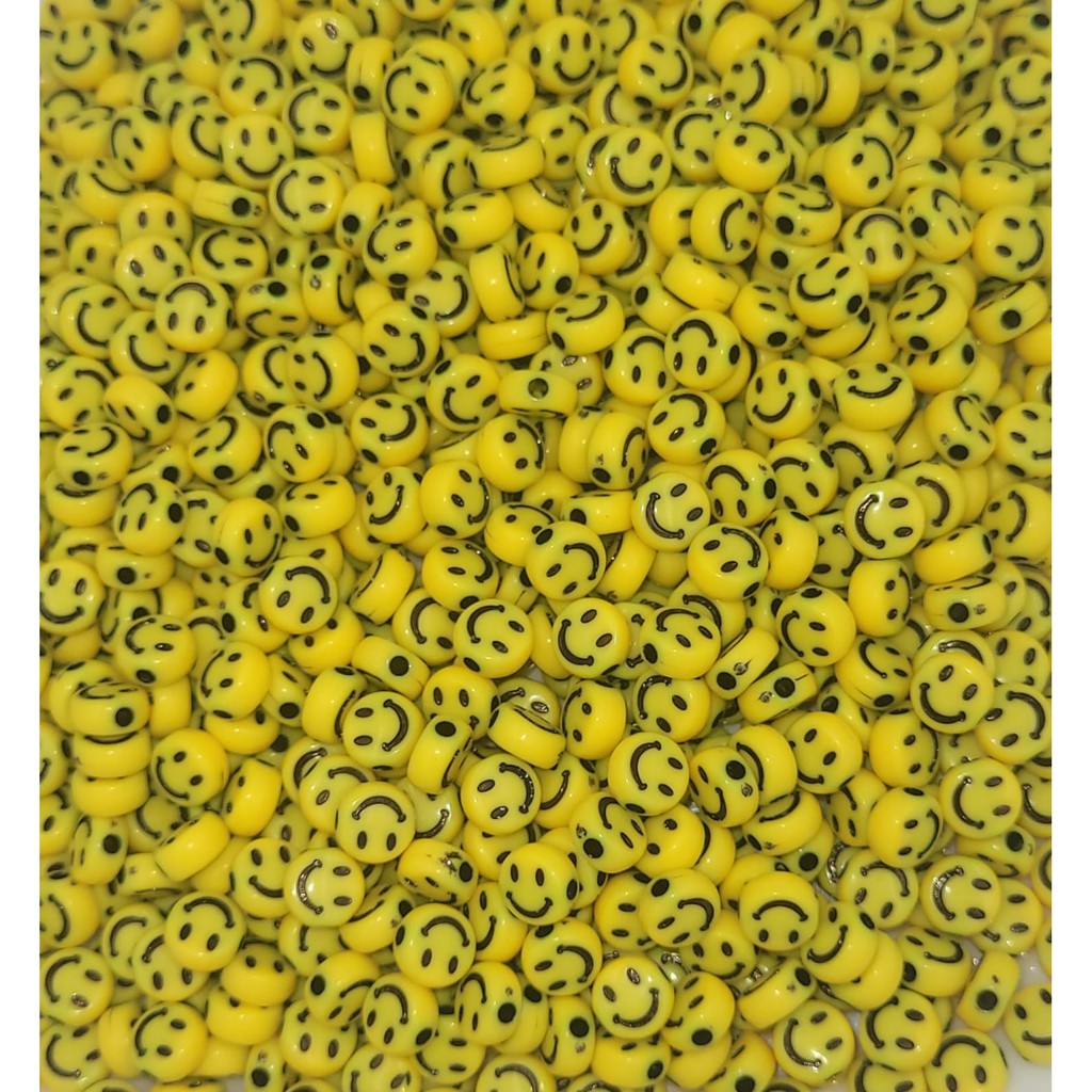 Miçanga Emoji Amarelo Smille Entremeio pulseiras DIY c/ 30