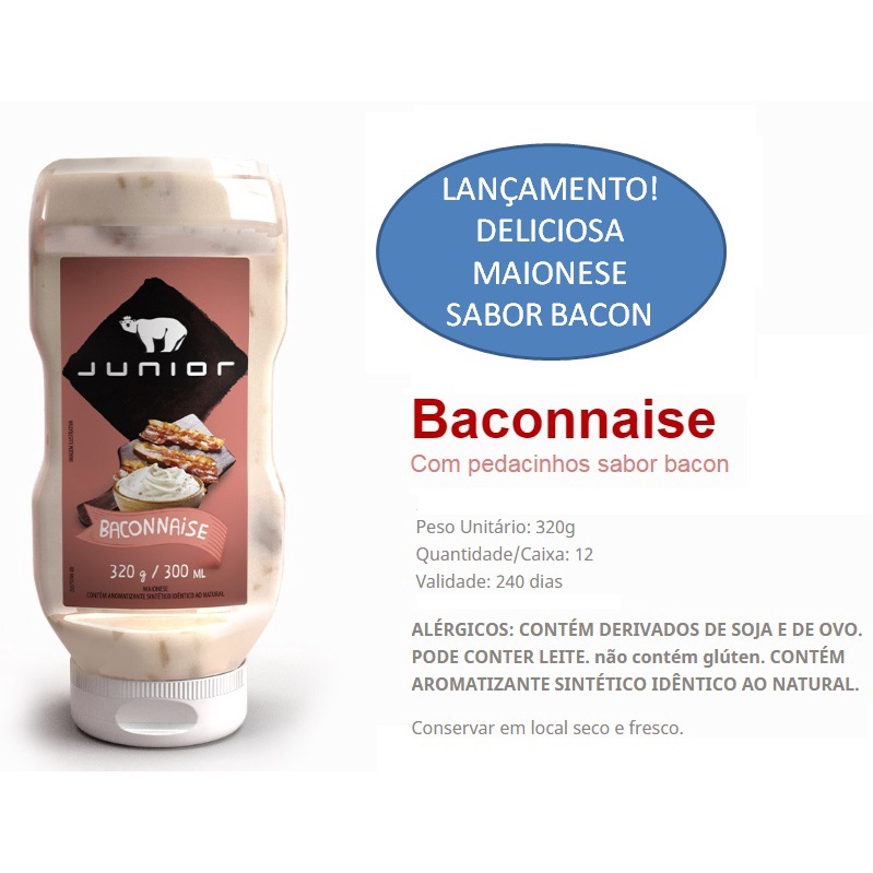 Baconnaise Maionese Com Bacon Baconese Junior 320G - 2 Und em