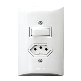 Kit Com 20 Peças Interruptor Simples Com 01 Tecla +Tomada Simples 10A Com Espelho-Marca FLP - 201-3149