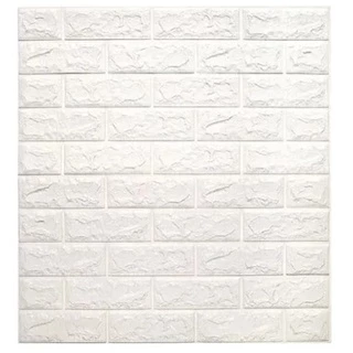 Placa Pastilha Painel 70x76cm 3d Tijolo Branco Auto Adesivo