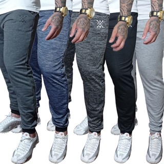 Kit 5 Calças Jogger Skinny Slim Moletom Moletinho Masculina Treino Dia a Dia Academia