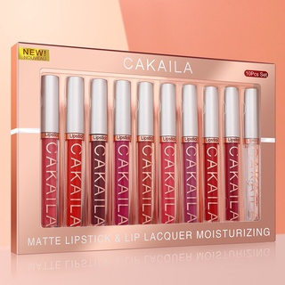Batom 10pcs Conjunto De Veludo De Longa Duração Sem Desbota Kit De Maquiagem Cosméticos Para Meninas Lábios