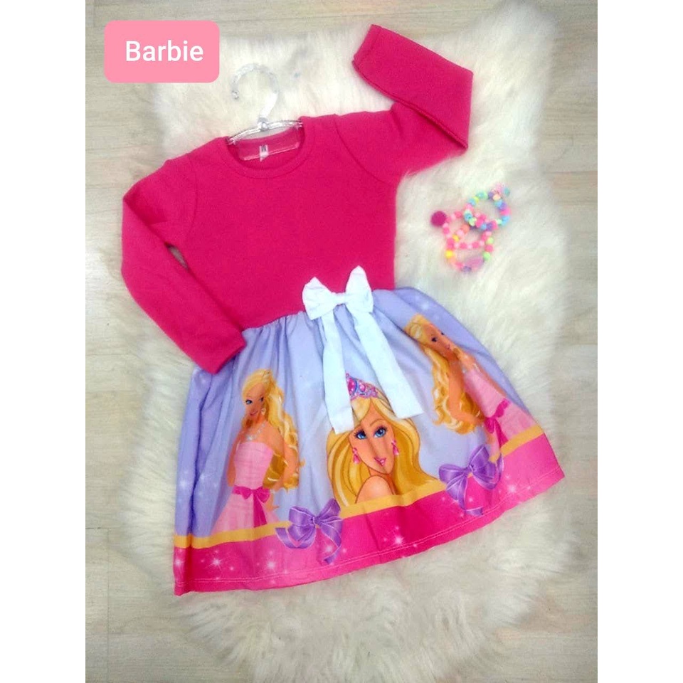 Vestido Manga Longa Infantil Fakini Barbie - Rosa