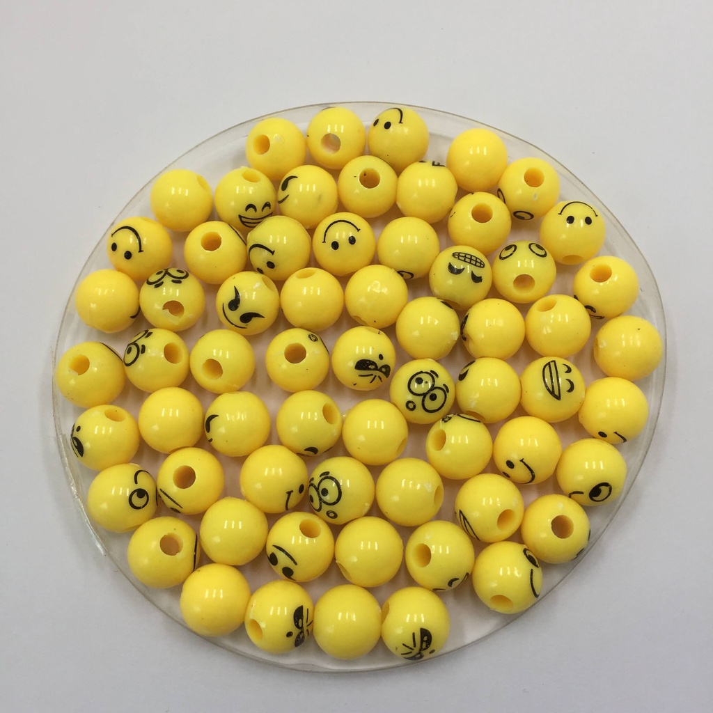 Miçanga Emoji Carinhas Divertidas Amarela 10mm Smile 30