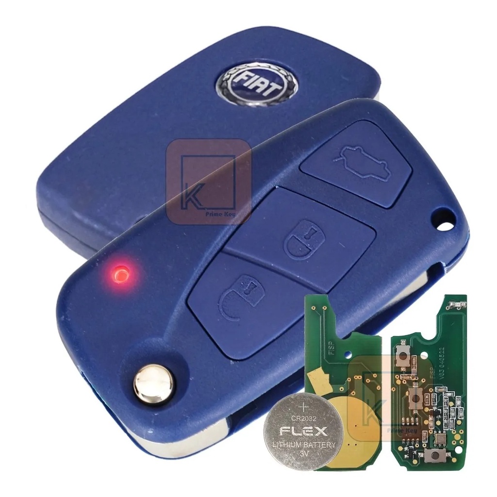 Chave Canivete Completa Fiat Punto Stilo Idea Azul com 3 Botões