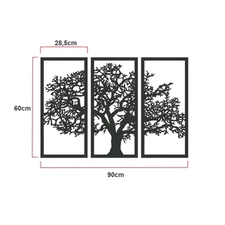 Árvore Da Vida Quadro Vazado 3 Peças Preto em Mff