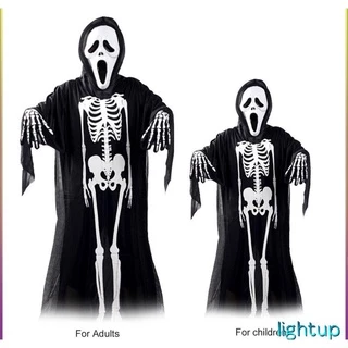 Fantasia Adulto Pânico Caveira Manto Esqueleto Halloween para adultos e infantil