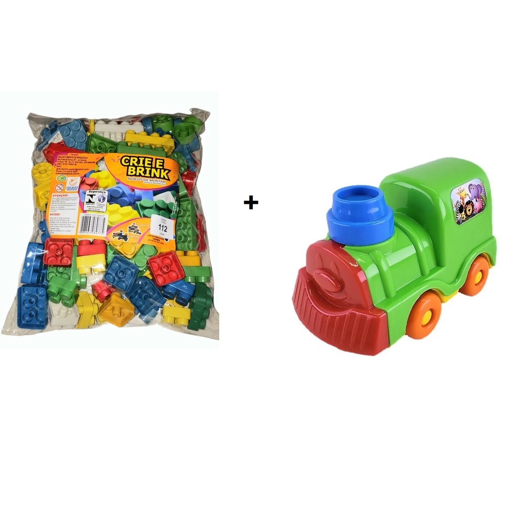 Conjunto blocos de montar tema trem brinquedo educativo nao informada