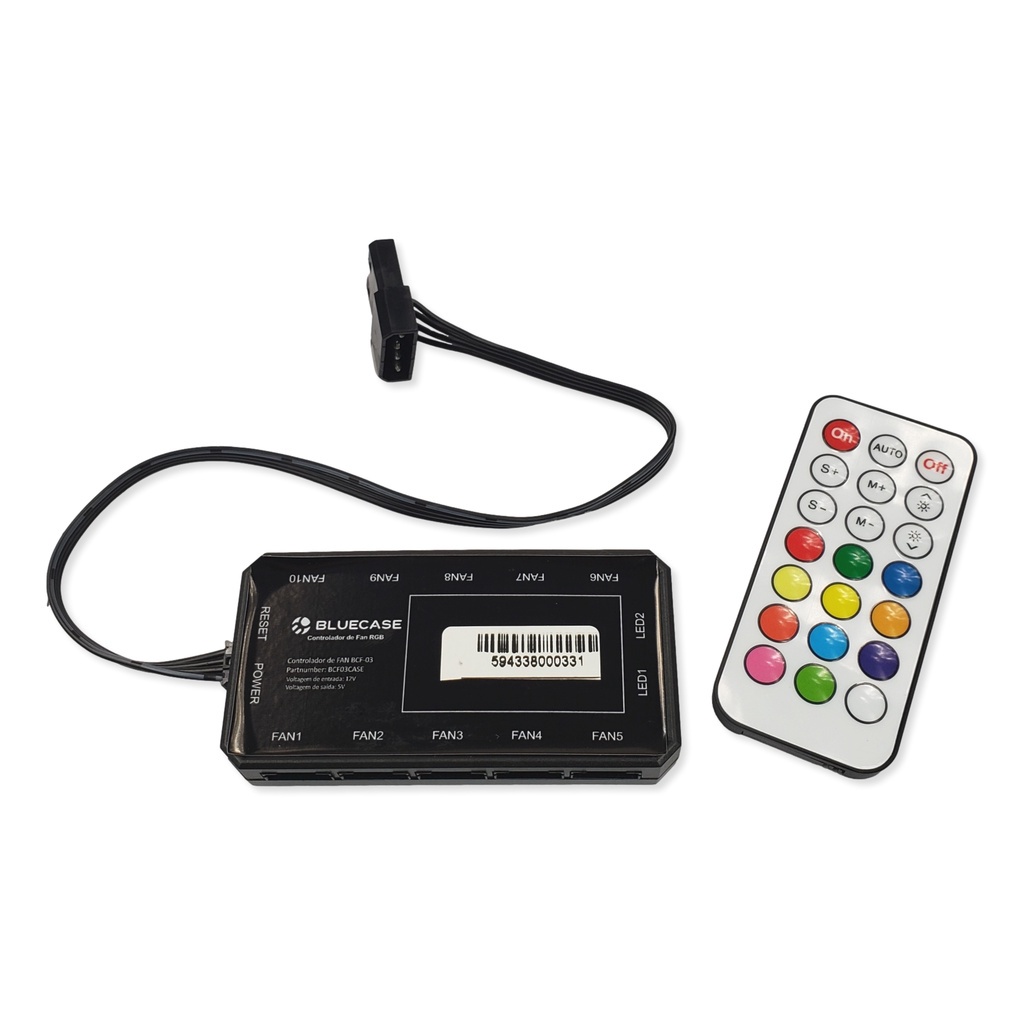 Controladora RGB 6 Pinos 10 Fans C/ Controle Bluecase BCF-03