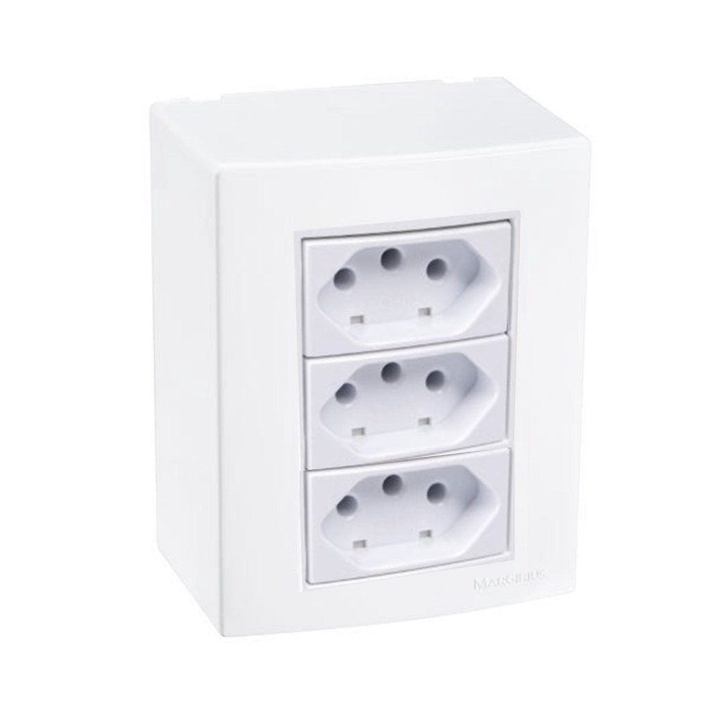 Tomada Tripla Sistema X 2x20a 1x10a C/ Caixa Externa SLEEK