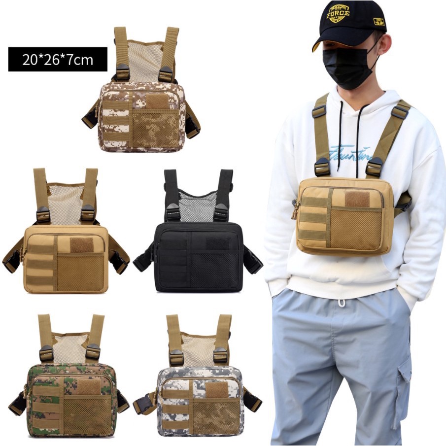 Bolsa Tática Para Exterior De Peito Corrida Mochila Esportiva Camuflagem Casual