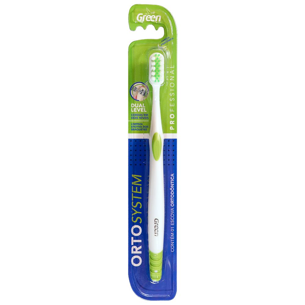 Escova De Dente Orto System Linha Profissional Green Shopee Brasil